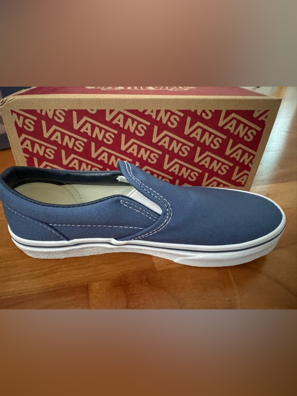 Vans Slip-On Canvas Shoe in Navy and White